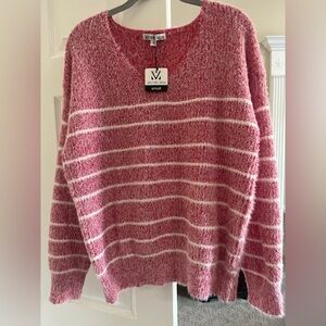 Michelle Mae Red and White Striped Women's Sweater Super soft!!